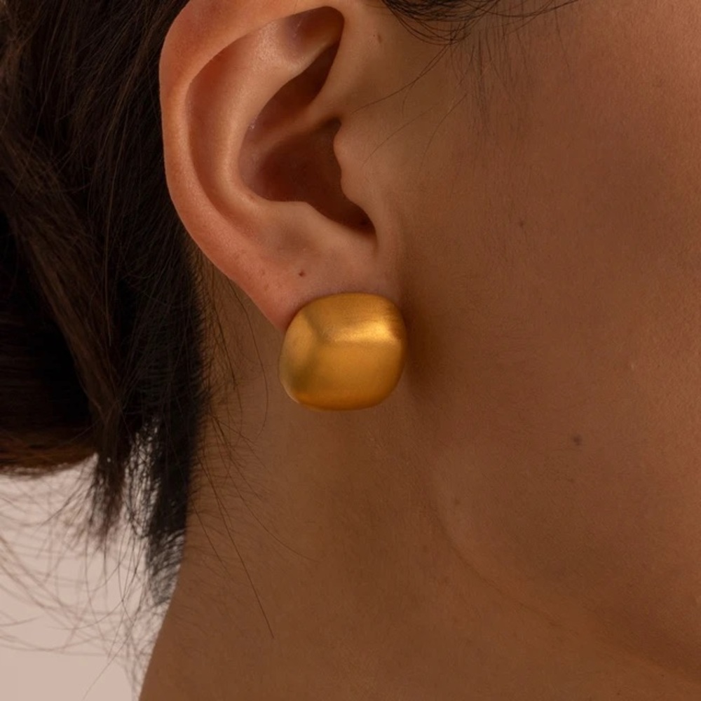 18K Gold plated Square earrings*Stud earrings*Chunky Stud Earrings